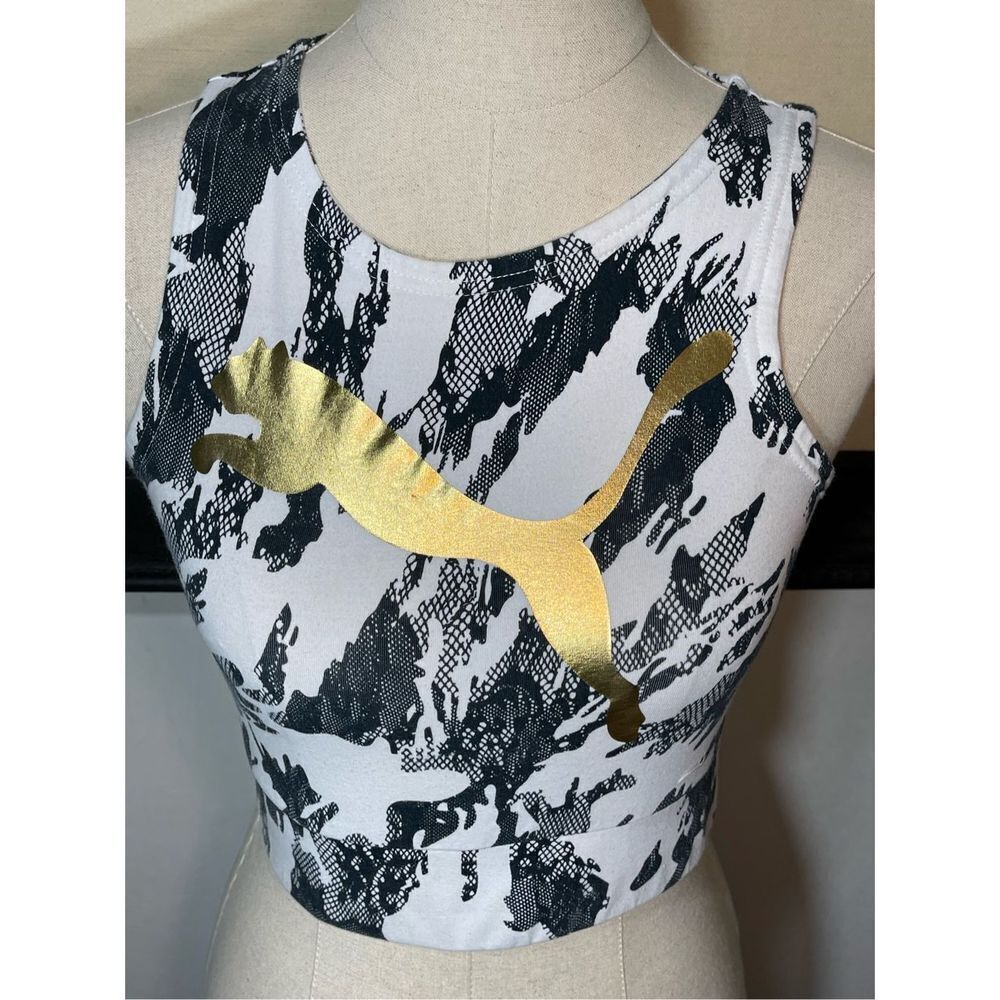 Puma Black & White Sports Bra - Small